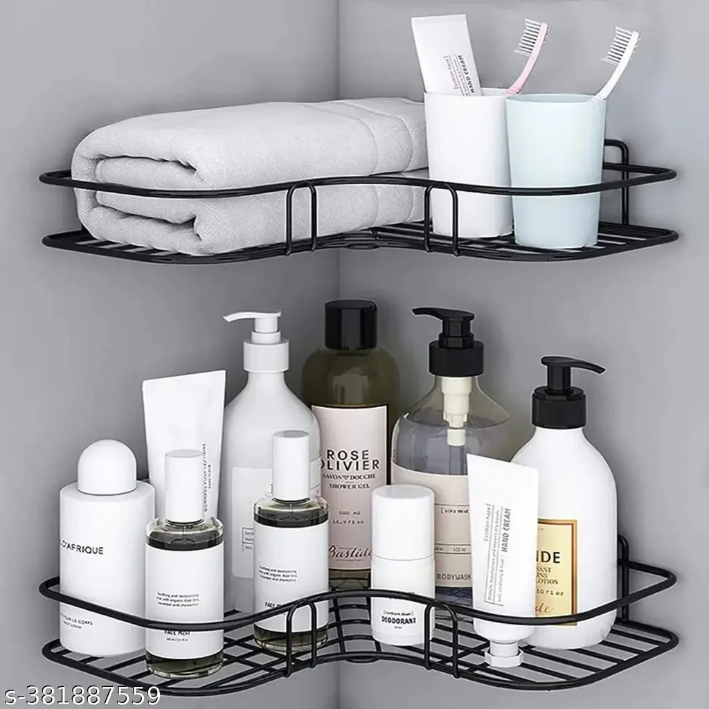 VEDANSHI ( 2-pis combo) Bathroom Storage Box Collection Appliances Bathroom Racks Wall-Mount Iorn Tripod Kitchen Shelf Bathroom Accessories Sets/l corner/bathroom shelves