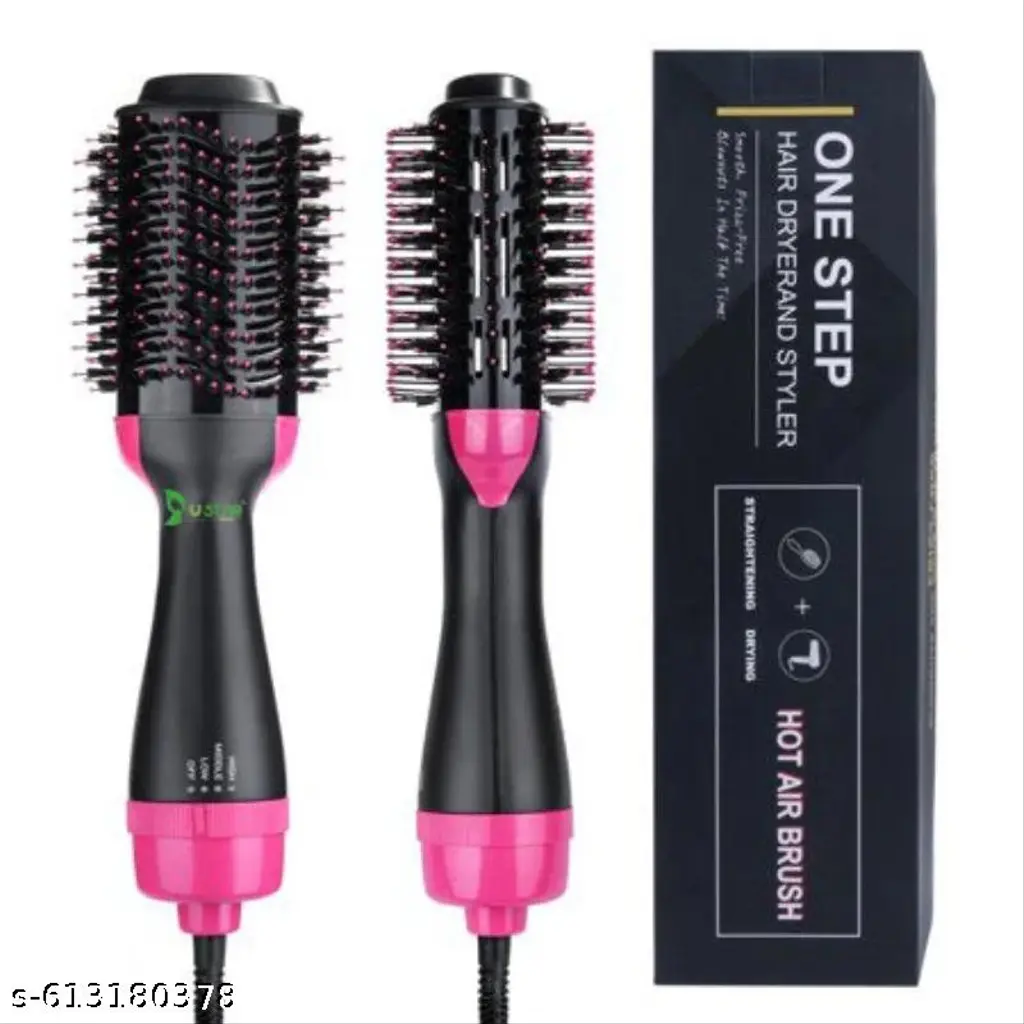 3-in-1 Hot Air Brush Hair Dryer & Volumizer – Salon Blow Dryer, Straightener & Styler with 3 Speed Settings