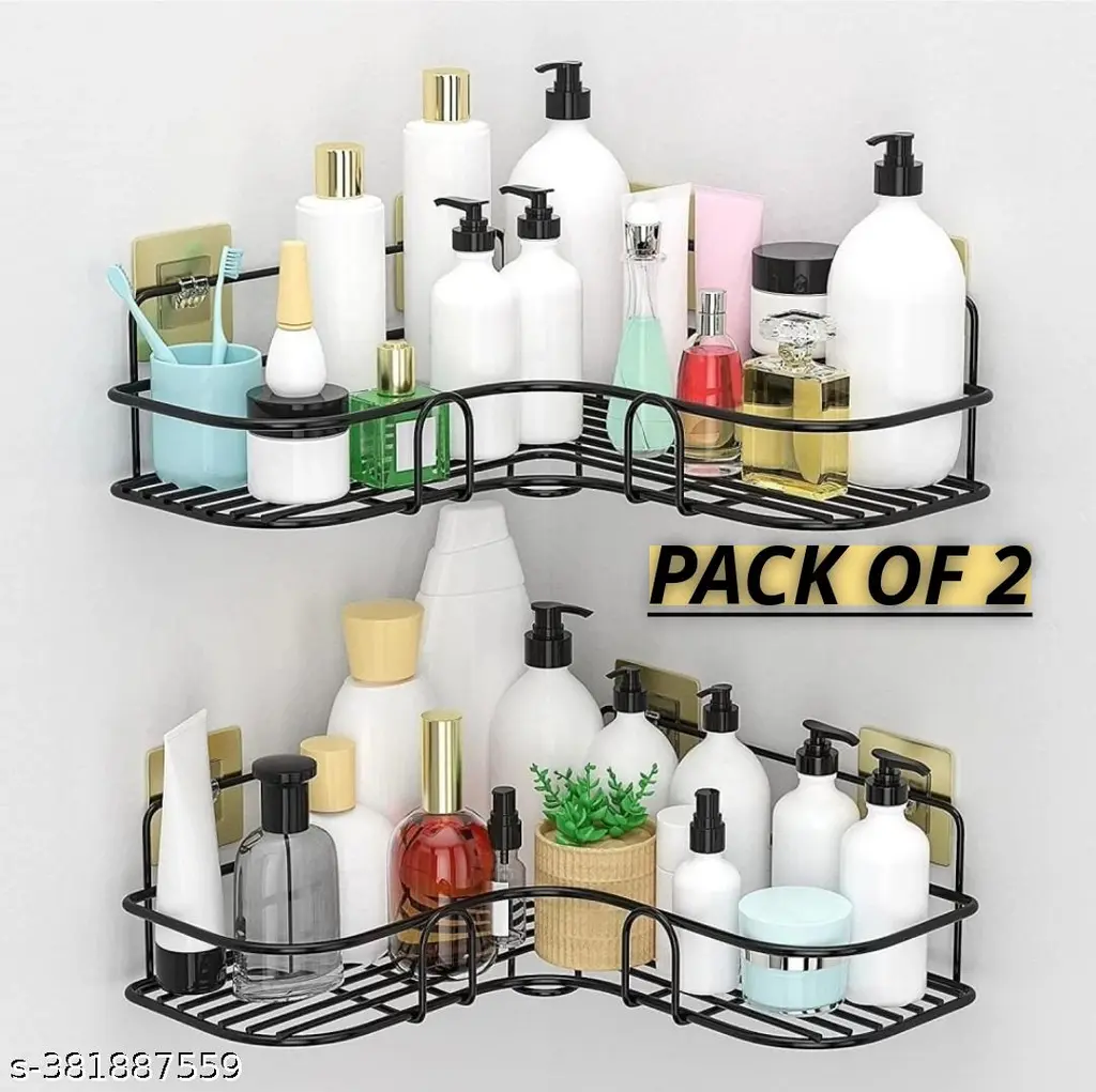 VEDANSHI ( 2-pis combo) Bathroom Storage Box Collection Appliances Bathroom Racks Wall-Mount Iorn Tripod Kitchen Shelf Bathroom Accessories Sets/l corner/bathroom shelves