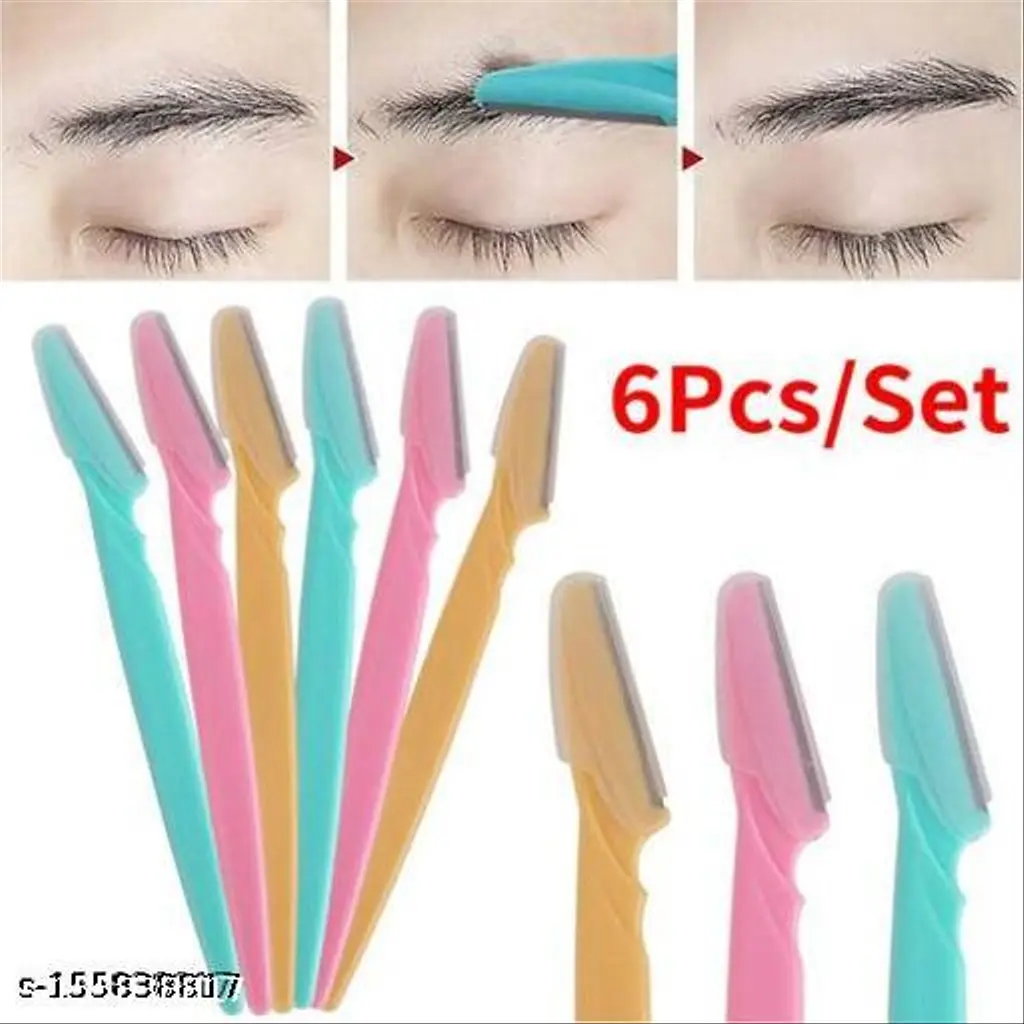 Eyebrow and face razor for women with sharp stainless steel blades 6 pcs