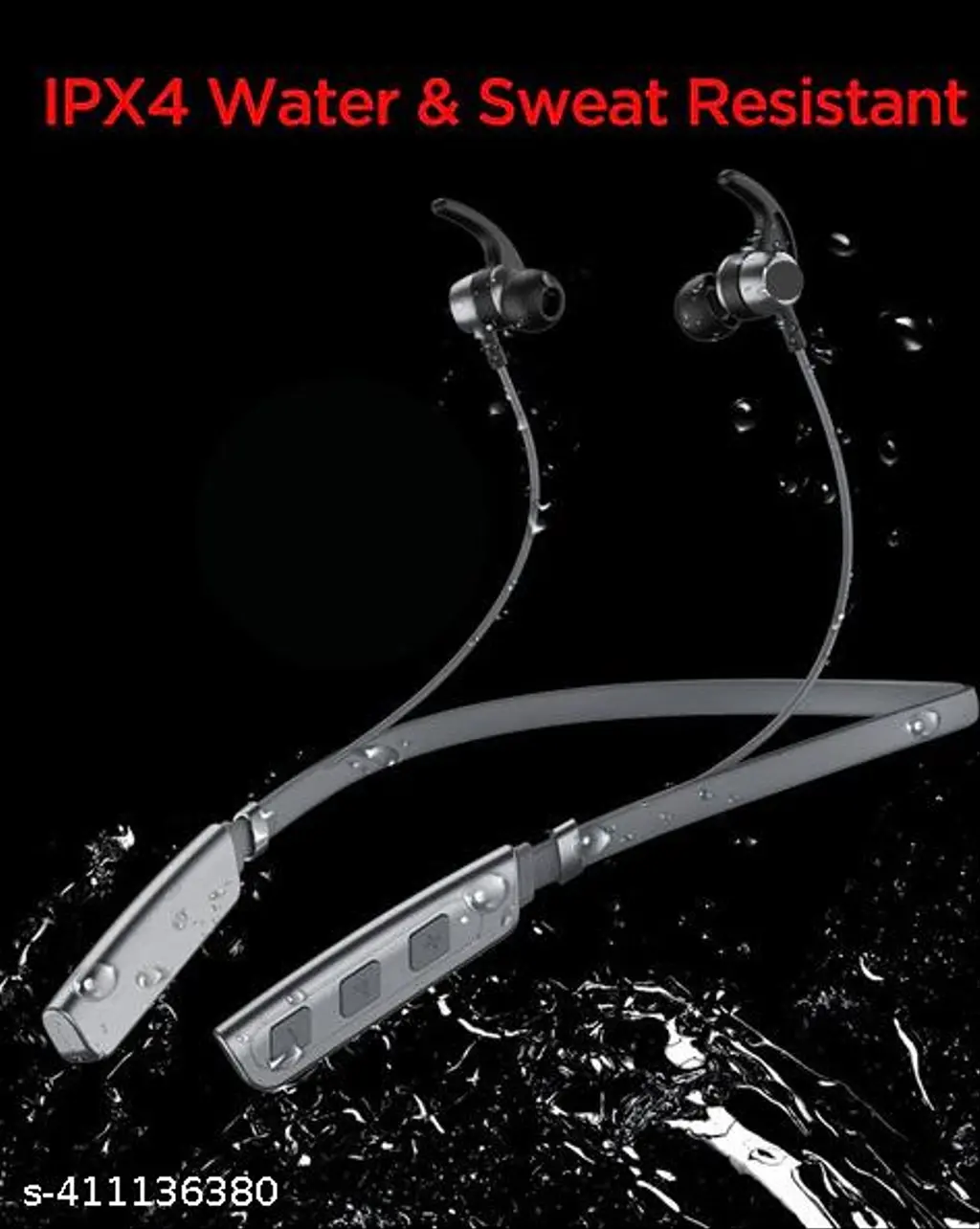 Neckband True Wireless Bluetooth Earphones with 8 Hours Playtime & Compatible for all Smartphones (Black)