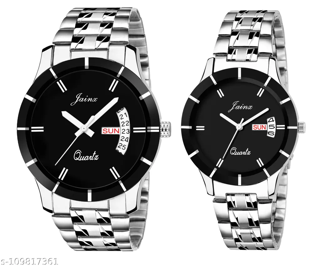 Jainx Black Dial Day And Date Analog Watch - For Couple Couple watches