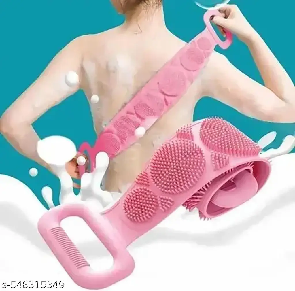 Silicone Body Back Scrubber Double Side Bathing Brush for Skin Deep Cleaning Body Scrubbers & Brushes RANDOM COLOR